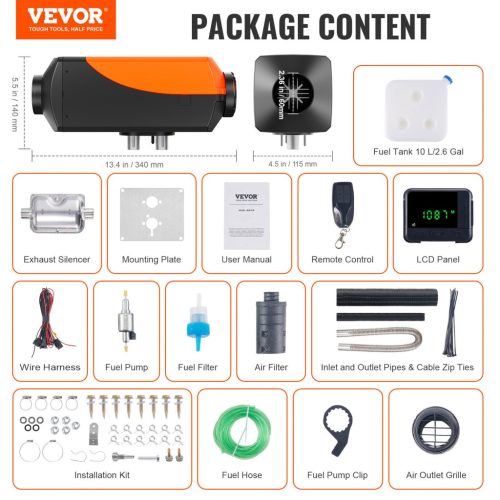  VEVOR 12/24 V – 2 kW Dízel Levegős Fűtés – Kompakt, Csendes, Hordozható Megoldás