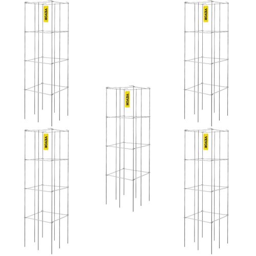 30x30x117 cm-es függőleges kúszónövények támogatására készült paradicsomketrec 5db.-os ezüst