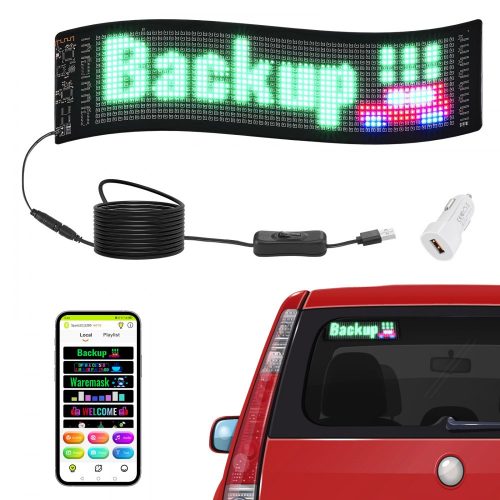 VEVOR Programozható LED Reklámkijelző – Teljes Szín, Bluetooth, Hajlékony, USB, IP65