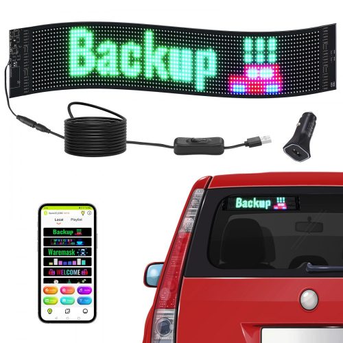 VEVOR Programozható LED Reklámkijelző – Teljes Szín, Bluetooth, Hajlítható, USB, IP65