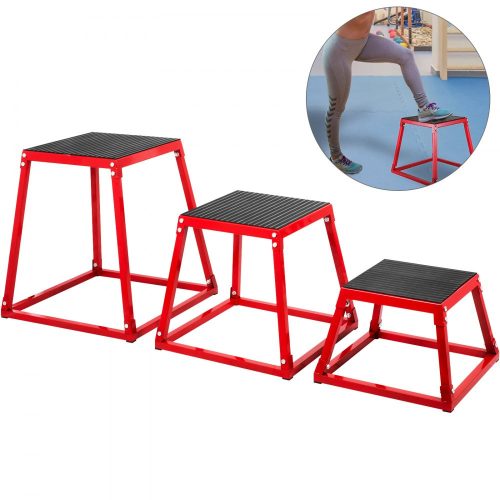 VEVOR 3 Darabos Plyometrikus Doboz Szett – 30 cm, 45 cm, 60 cm Magas, Erős Acél Szerkezet, Csúszásmentes Gumi Felület, Könnyen Tárolható