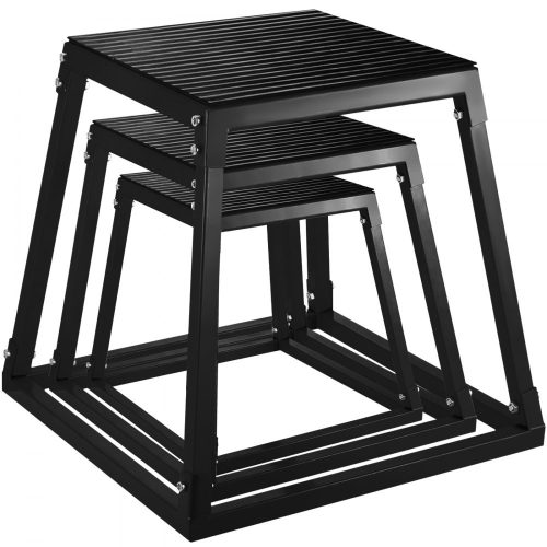 VEVOR 3 Darabos Plyometrikus Doboz Szett – 30 cm, 45 cm, 60 cm Magas, Erős Vas Szerkezet, Csúszásmentes Felülettel, Egymásba Rakható
