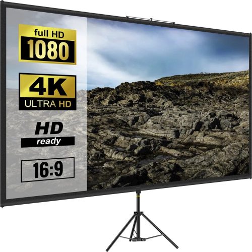 VEVOR Vetítővászon Állvánnyal – 80", 4K UHD, 16:9, Állítható Magasság, Hordtáskával
