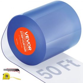   VEVOR átlátszó PVC szalagfüggöny, 15 m hosszú x 20 cm széles, műanyag ajtószalag, ömlesztett tekercs, bejárható fagyasztóhűtő függönycsíkok szupermarketek, garázsok, raktárak, istállók, kisállatházak ajtajához