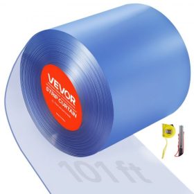   VEVOR átlátszó PVC szalagfüggöny, 30,8 m hosszú x 30,5 cm széles, műanyag ajtószalag, ömlesztett tekercs, bejárható fagyasztóhűtő függönycsíkok szupermarketek, garázsok, raktárak, istállók, kisállat-házak ajtajához