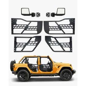   VEVOR Jeep csőajtók, 4 ajtós, vadász stílusú Jeep csőajtó DOT tanúsítvánnyal rendelkező visszapillantó tükrökkel, Jeep ajtók gumibetétekkel és edzett acélcsővel, 2007-2018 Jeep Wrangler JK-hoz illik