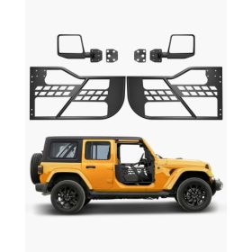   VEVOR Jeep csőajtók, 2 ajtós, vadász stílusú Jeep csőajtó strapabíró zsanérokkal és eredeti zárral, Jeep ajtók visszapillantó tükrökkel, 2018-2024 Jeep Wrangler JL és 2020-2024 Jeep Gladiator JT modellekhez