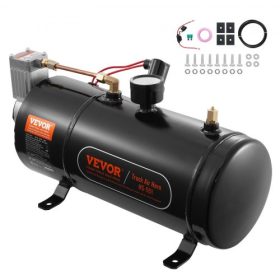   VEVOR 12 V-os légkompresszor tartállyal, 0,8 gallon/3 l, vonatkürt légkompresszor, 120 psi üzemi nyomású fedélzeti légkompresszor rendszer vonatkürtökhöz, gumiabroncsok felfújásához, légmatracokhoz