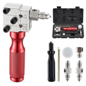   VEVOR fékcső peremező szerszámkészlet, 45°-os egy- és kétperemezős szerszám 4,75 mm-es, 6,35 mm-es rézcsövekhez - 2 formázó matricával, sorjázó szerszámmal és szerszámosládával gépjármű fékhidraulika vezetékek javításához