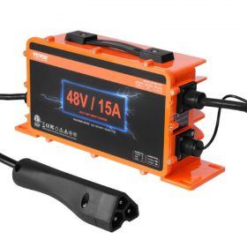   VEVOR 48 voltos golfkocsi akkumulátortöltő, 15 AMP, intelligens akkumulátortöltő RXV csatlakozóval, kompatibilis az ólom-savas AGM/GEL/EFB MF elárasztott NMC LiFePO4 akkumulátorokkal EZGO TXT-hez, IP67 vízálló, ETL tanúsítvánnyal