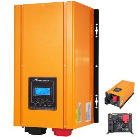   VEVOR tiszta szinuszhullámú inverter 3000 W névleges 9000 W csúcsteljesítménnyel, DC 12 V AC 110 V tiszta szinuszhullámú, hálózaton kívüli inverter akkumulátorral, AC töltővel, LCD kijelzővel, alacsony frekvenciájú napelemes átala