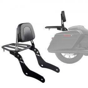   VEVOR motorkerékpár háttámla üléshuzat csomagtartóval, kompatibilis a Honda Rebel CMX 1100 2021-2022 modellel, 445 mm magas, levehető utasoldali háttámla, fém váz és bőr hátsó párnázat, fekete