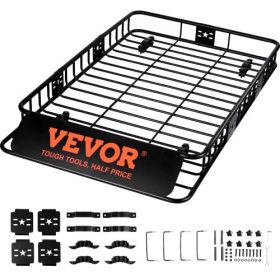   VEVOR tetőcsomagtartó csomagtartó kosár, 64" x 39" x 6" tetőtéri teherszállító hosszabbítóval, nagy teherbírású acél 200 LBS kapacitású univerzális tetőcsomagtartó kosár, csomagtartó SUV-hoz, teherautóhoz