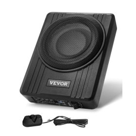   VEVOR 10"-os, 300 W-os ülés alatti mélynyomó autóba, keskeny, aktív autós mélynyomók ​​az ülés alá, alacsony profilú, beépített erősítő, magas/alacsony bemeneti szint és hangerőszabályzó terepjárókhoz, autókhoz, teherautókhoz, lak