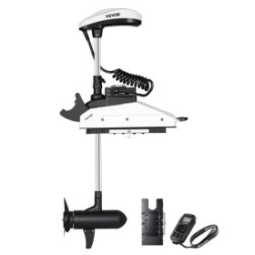   VEVOR elektromos csónakmotor, 12 V-os, 55 font tolóerővel, GPS-szel, 10 sebességes, orrra szerelhető sósvízi csónakmotor távirányítóval és LCD akkumulátorjelzővel, kajakokhoz, horgászhajókhoz, 54 hüvelykes tengely