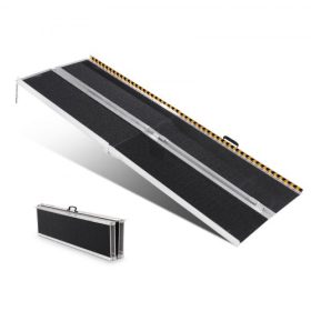   VEVOR hordozható kerekesszékes rámpa, 7 láb 800 font teherbírású, csúszásmentes alumínium összecsukható küszöbrámpa, összecsukható mobilitású robogórámpa, kerekesszékes rámpa, mozgáskorlátozott rámpa otthoni lépcsőkhöz, ajtókhoz,