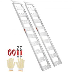   VEVOR alumínium rámpák, 1250 lbs, egyenes rámpa futófelülettel és teherhevederekkel, hordozható rakodó rámpa motorkerékpárokhoz, ATV-khez, teherautókhoz, fűnyírókhoz, talajkerékpárokhoz, kerti traktor, 78" hosszú x 12" széles, 2 d