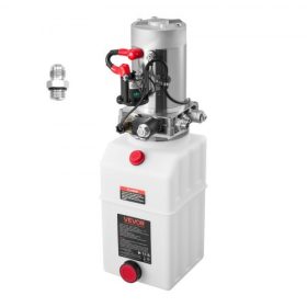   VEVOR 7 literes hidraulikus tápegység, egyszeres működésű dömper utánfutó szivattyú, 22 MPa max. biztonsági nyomás és 3,4 l/perc áramlási sebesség, DC 12 V-os hidraulikus szivattyú fém tartállyal dömper utánfutó autóemeléshez