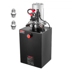   VEVOR 20 literes hidraulikus tápegység, kettős működésű dömper utánfutó szivattyú, 22 MPa max. biztonsági nyomás és 3,4 l/perc áramlási sebesség, DC 12 V-os hidraulikus szivattyú fém tartállyal dömper utánfutó autóemeléshez