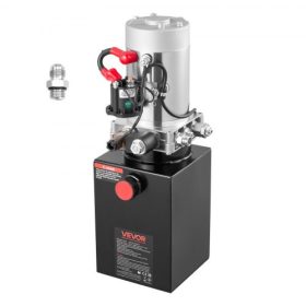   VEVOR 6 literes hidraulikus tápegység, egyszeres működésű dömper utánfutó szivattyú, 22 MPa max. biztonsági nyomás és 3,4 l/perc áramlási sebesség, DC 12 V-os hidraulikus szivattyú fém tartállyal dömper utánfutó autóemeléshez, fek