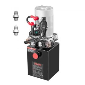   VEVOR 4 literes hidraulikus tápegység, kettős működésű dömper utánfutó szivattyú, 22 MPa max. biztonsági nyomás és 3,4 l/perc áramlási sebesség, DC 12V hidraulikus szivattyú fém tartállyal dömper utánfutó autóemeléshez, fekete