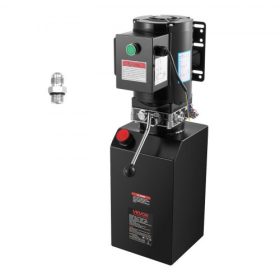   VEVOR 14 literes hidraulikus tápegység, egyszeres működésű acél dömper utánfutó szivattyú, 22 MPa max. biztonsági nyomás és 6,3 l/perc áramlási sebesség, 220-240V hidraulikus szivattyú fém tartállyal dömper utánfutó autóemeléshez