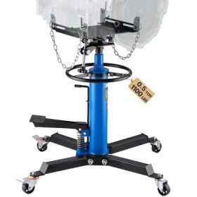   VEVOR váltóemelő, 0,5 tonna/1100 font teherbírású hidraulikus teleszkópos váltóemelő, 2 fokozatú állvány lábpedállal, 360°-ban forgó kerék, garázs-/üzleti emelő, kék