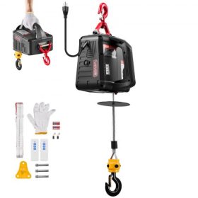   VEVOR 2 az 1-ben elektromos emelőcsörlő, 500 kg teherbírás, 1500 W-os hordozható csörlődaru, 7,6 m emelési magasság, 5 m/perc kézi és vezeték nélküli távirányítóval gyárakba, raktárakba, garázsokba