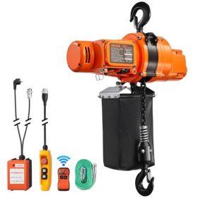   VEVOR 500 kg-os elektromos láncos emelő, 6 m emelési magasság, 230 V-os egyfázisú felső daru 100 m-es vezeték nélküli és 4,5 m-es vezetékes távirányítóval, elektromos emelő gyárakba, raktárakba, garázsokba