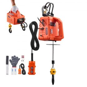   VEVOR 3 az 1-ben elektromos emelőcsörlő, 500 kg teherbírás, 1500 W-os hordozható elektromos csörlő, 7,6 m emelési magasság, 5 m/perc kézi, vezetékes és vezeték nélküli távirányítóval gyárba, raktárba, garázsba