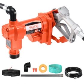   VEVOR Üzemanyag-áttöltő szivattyú, 12V DC 61 L/perc (16 GPM) 186W (1/4 LE) Dízelszivattyú, Leszívó szivattyúk kézi fúvókával, nyomótömlővel és szívócsővel, benzinhez, dízelolajhoz, kerozinhoz, etanol-metanol keverékekhez és biodíz