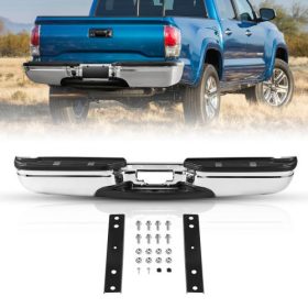   VEVOR hátsó fellépő lökhárító, kompatibilis az 1999-2007-es Ford F250/Ford F350 Super Duty modellekkel, krómacél hátsó lökhárító, csere hátsó lökhárító rendszámtábla-világítással és fellépővel, FO1101141-hez