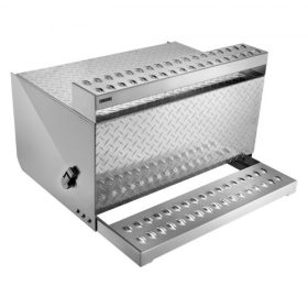   VEVOR félpótkocsihoz való fellépős szerszámosláda, 790 x 770 x 485 mm, strapabíró alumínium gyémántlapos szerszámosláda, vízálló fülkebelépős tárolódoboz ütéscsillapító reteszszel, platós, darus és félpótkocsikhoz