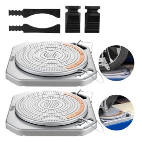   VEVOR kerékbeállító forgólemezek, 2 db, 2 tonna teherbírás lemezenként, sárgaréz tárcsás mérések, 360°-ban forgó forgóasztalos kerékbeállító eszköz átmeneti híddal és tolóblokkkal személygépkocsikhoz, terepjárókhoz, könnyű teherau