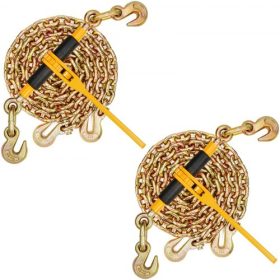   VEVOR lánc- és kötőkészlet, 3/8"-1/2" racsnis terhelésrögzítők 9200 font teherbírással, 3/8" x 10' G80 láncok kapaszkodóhorgokkal, racsnis kötőelemek és láncok teherautóhoz, rögzítéshez, vontatáshoz, 2 készlet