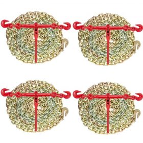   VEVOR lánc- és kötőkészlet 3/8 hüvelyk-1/2 hüvelyk, racsnis teherrögzítők 9215 font munkaszilárdsággal, racsnis kötőelemek és láncok, 3/8 hüvelyk x 10 láb láncok G70 horgokkal, teherautóhoz, lekötéshez, szállításhoz, vontatáshoz