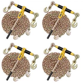   VEVOR Racsnis Láncos Kötöző, 10 mm x 6,1 m G80 Láncok, 4173 kg Teherbírás Racsnis Teherkötöző, Láncok és Kötözők Készlet, Kötőszerkezet Vontatáshoz, Vontatáshoz, Fakitermeléshez, Emeléshez