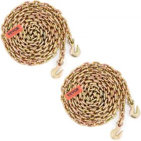   VEVOR szállító kötőlánc, 7100 font üzemi terhelési korlát, 3/8''x20' G80 vonólánc, megkötözött kapaszkodóhorgokkal, DOT tanúsítvánnyal, horganyzott bevonatú mangán acél dokkoló gyári építkezéshez, 2 csomag