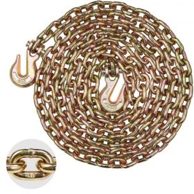  VEVOR G80 Szállítólánc, 5/16" x 14.2' Vontatólánc Clevis kapaszkodókkal, 4900 font biztonságos teherbírás, Nagy teherbírású pótkocsi rönkszállító lánc vontató teherautók rögzítőberendezéseinek szállításához