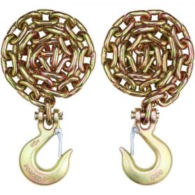   VEVOR G80 Szállítólánc, 3/8" x 2.9' 2 db-os vontatólánc villás karabínerrel, 7100 font biztonságos teherbírás, nagy teherbírású rönkszállító lánc vontató teherautók rögzítőberendezéseinek szállításához