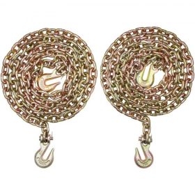   VEVOR G80 szállítólánc, 5/16" x 10.3' 2 db-os vontatólánc villás kapaszkodókkal, 4900 font biztonságos teherbírás, nagy teherbírású rönkszállító lánc vontató teherautók rögzítőberendezéseinek szállításához