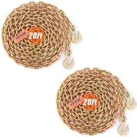   VEVOR szállítólánc, 4900 font teherbírás, 5/16''x20' G80 vontatólánc-rögzítő kapaszkodókkal, DOT tanúsítvánnyal, horganyzott bevonatú mangánacél dokkológyár építési területeire, 2 darabos csomag