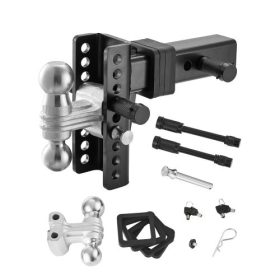   VEVOR állítható utánfutó vonóhorog, 6"-os gömbfejes rögzítés, 2,5"-os vevőegységhez, nagy teherbírású utánfutó vonóhorog 2"-os és 2-5/16"-os golyókkal, 22000 font össztömeg, vevőegység lopásgátló csappal, tömör gömbfejes rögzítés