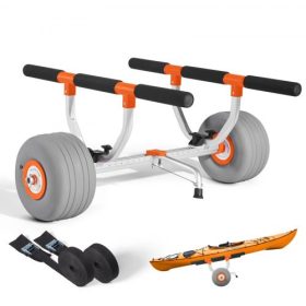   VEVOR kajakkocsi, 158,8 kg teherbírás, kajakkocsi 30,5 cm-es felfújható PU gumiabroncsokkal és 2 hevederrel, másodpercek alatt összeszerelhető és szétszerelhető, evezős kocsi kajakok és kenuk szállításához