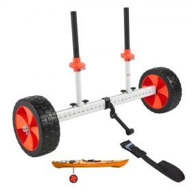   VEVOR kajak kocsi, 104 kg teherbírás, kenu kocsi 25,4 cm-es tömör PU gumiabroncsokkal és kitámasztóval, másodpercek alatt összeszerelhető és szétszerelhető, evezős kocsi kajakokhoz, kenukhoz, evezős deszkákhoz