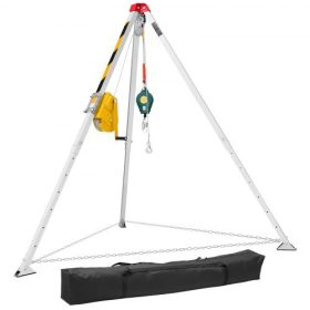   VEVOR háromlábú mentőkészlet zárt térbe, nagy teherbírású háromlábú mentőemelő 1179 kg-os csörlővel, 1,45 m-es állítható lábakkal, 30 m-es kábellel, hordozható készlet, 10 m-es esésvédelemmel, 1,6-2,45 m-es munkamagassággal