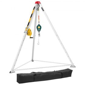  VEVOR háromlábú mentőkészlet zárt térbe, nagy teherbírású háromlábú mentőemelő 544 kg-os csörlővel, 1,25 m-es állítható lábakkal, 30 m-es kábellel, hordozható készlettel, 10 m-es esésvédelemmel, 1,34-2,15 m-es munkamagassággal