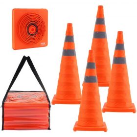   VEVOR biztonsági bóják, 4 db-os, 28 hüvelykes összecsukható közlekedési bóják, fényvisszaverő gallérral ellátott építési bóják, széles talppal és tárolótáskával, forgalomirányításhoz, vezetési képzéshez, parkolókhoz