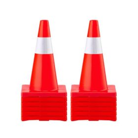   VEVOR 12 db-os, 18"-os közlekedési bója, biztonságos parkolóbója PVC alappal, narancssárga közlekedési bója fényvisszaverő gallérokkal, veszélyes szerkezeti bóják otthoni forgalomhoz és parkoláshoz