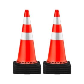   VEVOR biztonsági bóják, 8 x 30"-os közlekedési bóják, narancssárga PVC konstrukciós bóják, fényvisszaverő gallérok, fekete súlyozott talppal ellátott közlekedési bóják, forgalomirányításra, kocsifelhajtón, parkolásra és iskolai f